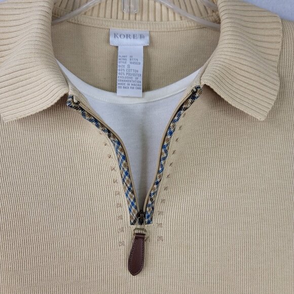 Koret Embroidered Beige Long Sleeve Top Size S With Shoulder Pads New Grannycore - Picture 4 of 10